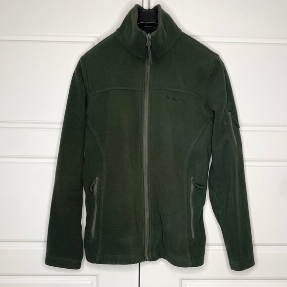 Columbia Olive Green Fleece Zip-Up Jacket – Size Medium - Picture 2 of 10